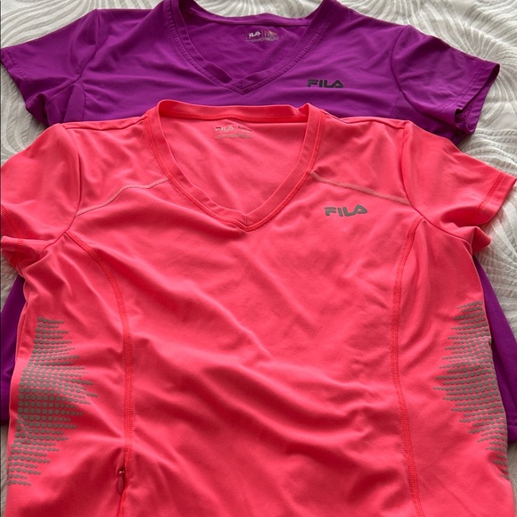 Fila Women's Short Sleeve Tees - Bright Pink and Deep Purple - Picture 1 of 1